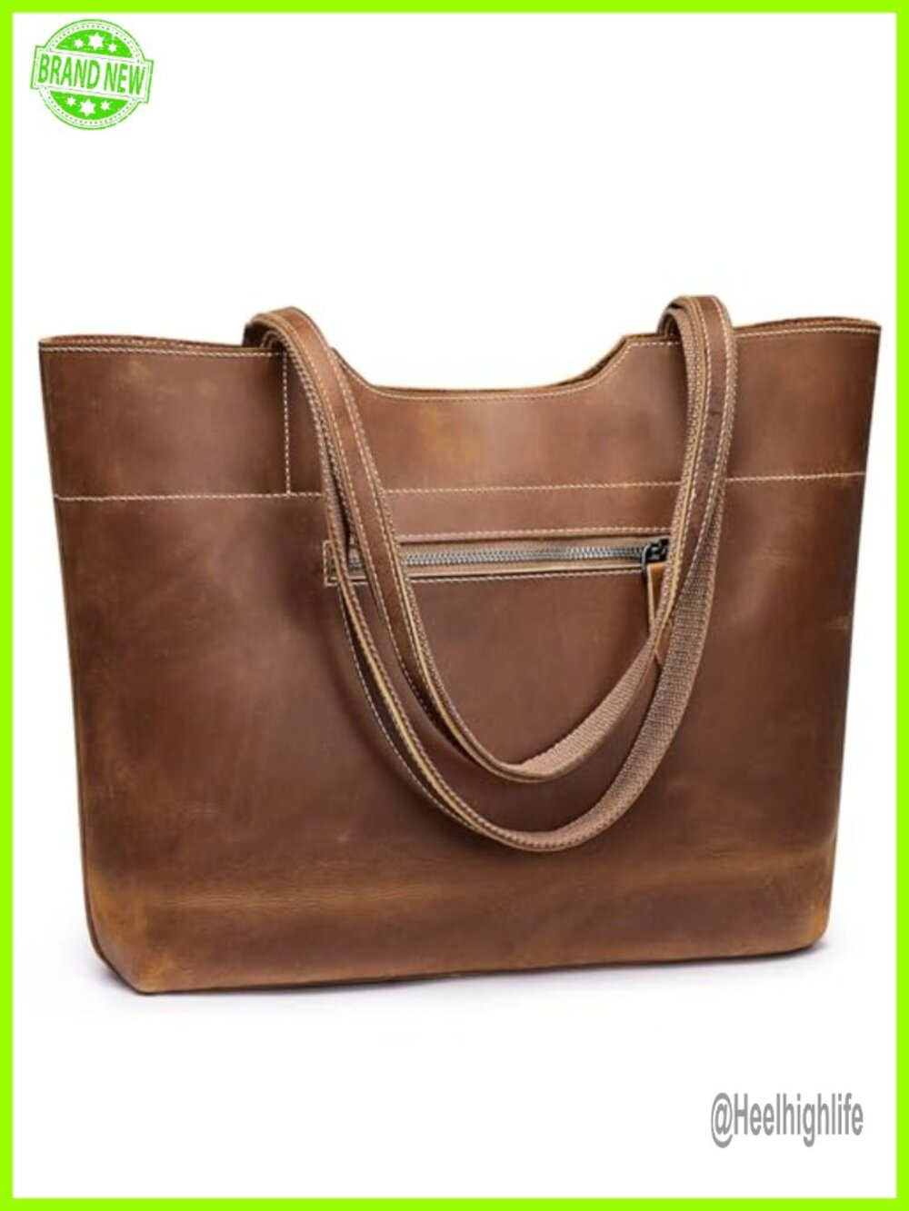 Genuine Cowhide Leather Tote Bag Large Shoulder Purse for Women Work Travel